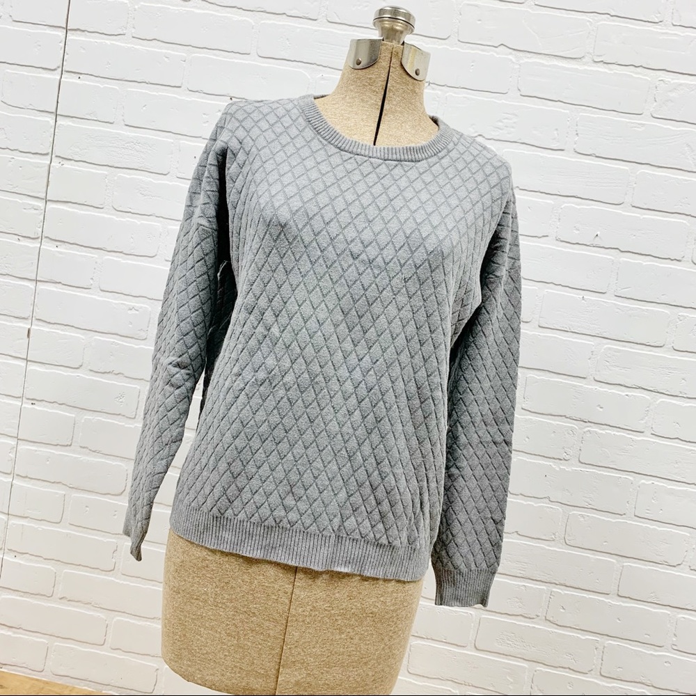 Grey Quilt Embossed Sweater